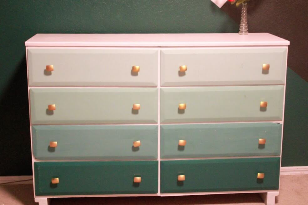 Dresser makeover with ombre paint effect, easy DIY project and tutorial