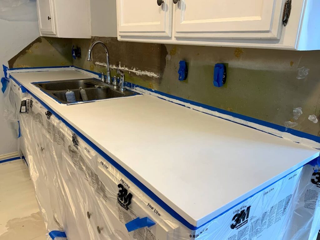 Painted countertop for epoxy techniques