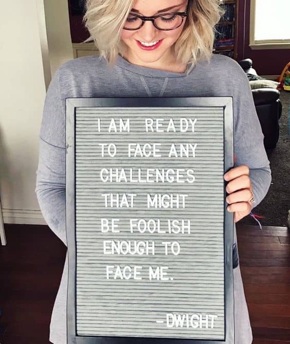 Dwight Shrute letter board quote, ready to face a challenge