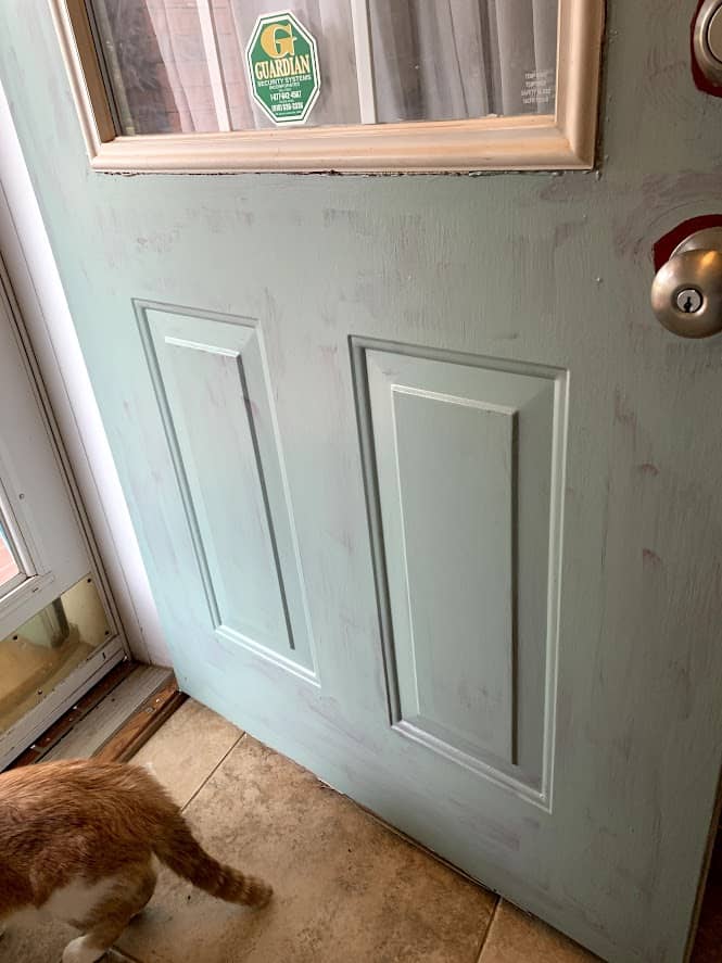 Front door paint with green splotchy