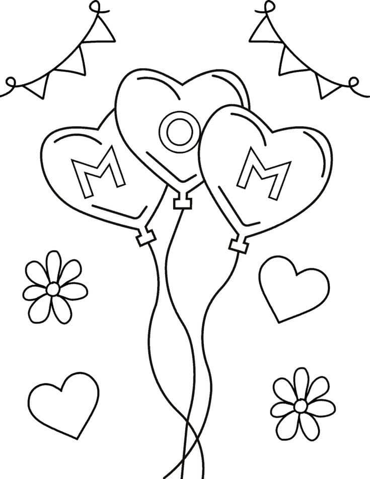 Mom balloons coloring page
