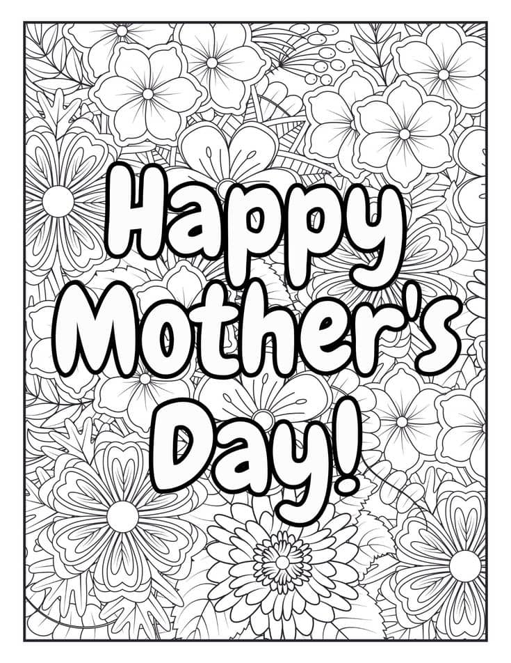 Happy mothers day coloring page