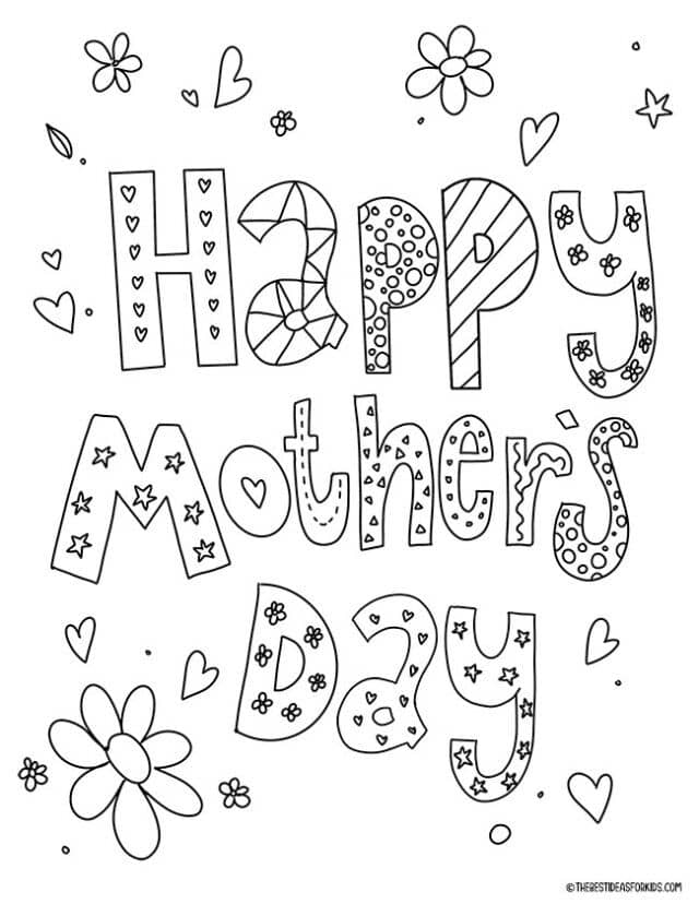 Happy mothers day coloring page